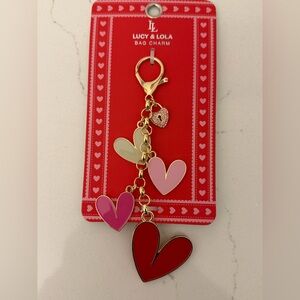 Heart Bag Charm -4 Enamel Dangle Hearts